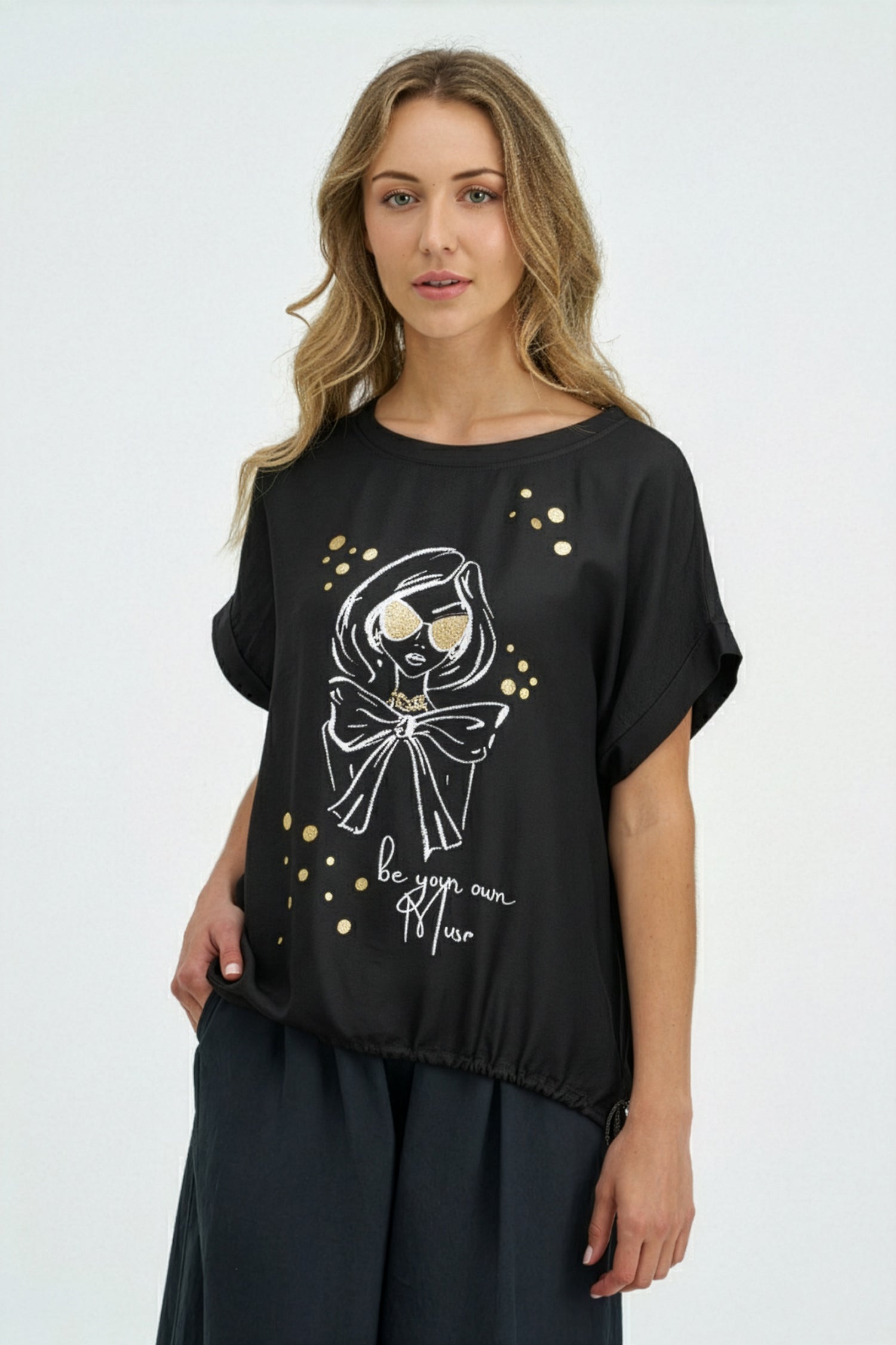 Women's Knit/Woven Combo Top