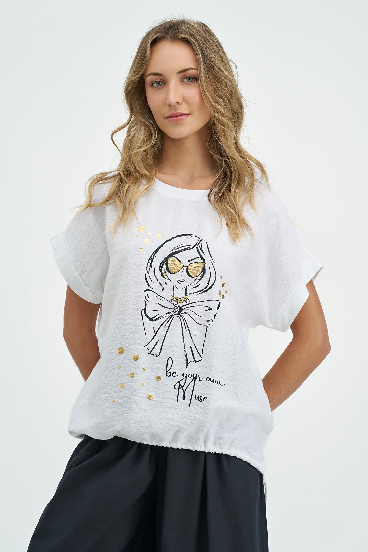 Women's Knit/Woven Combo Top