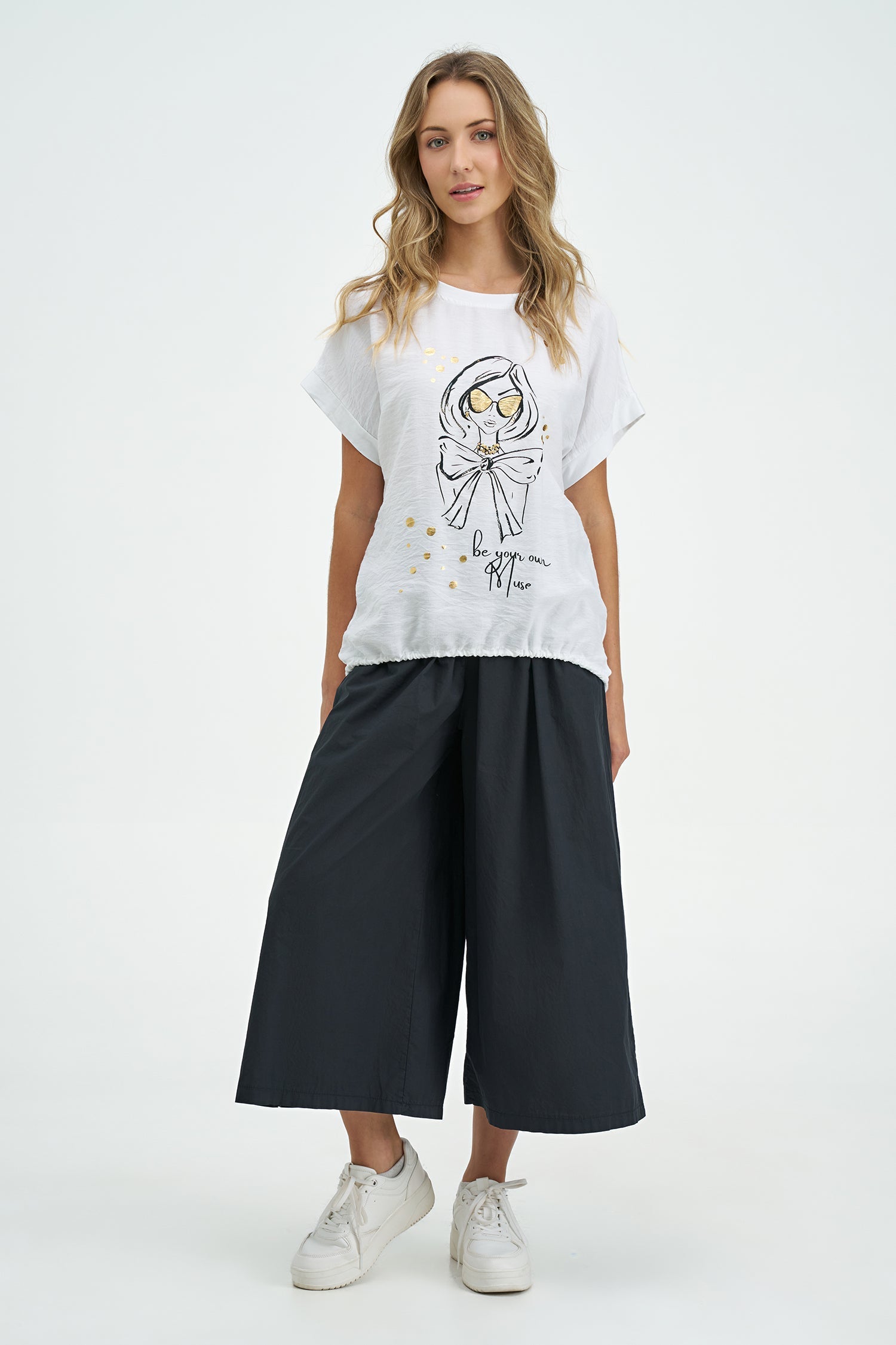 Women's Knit/Woven Combo Top