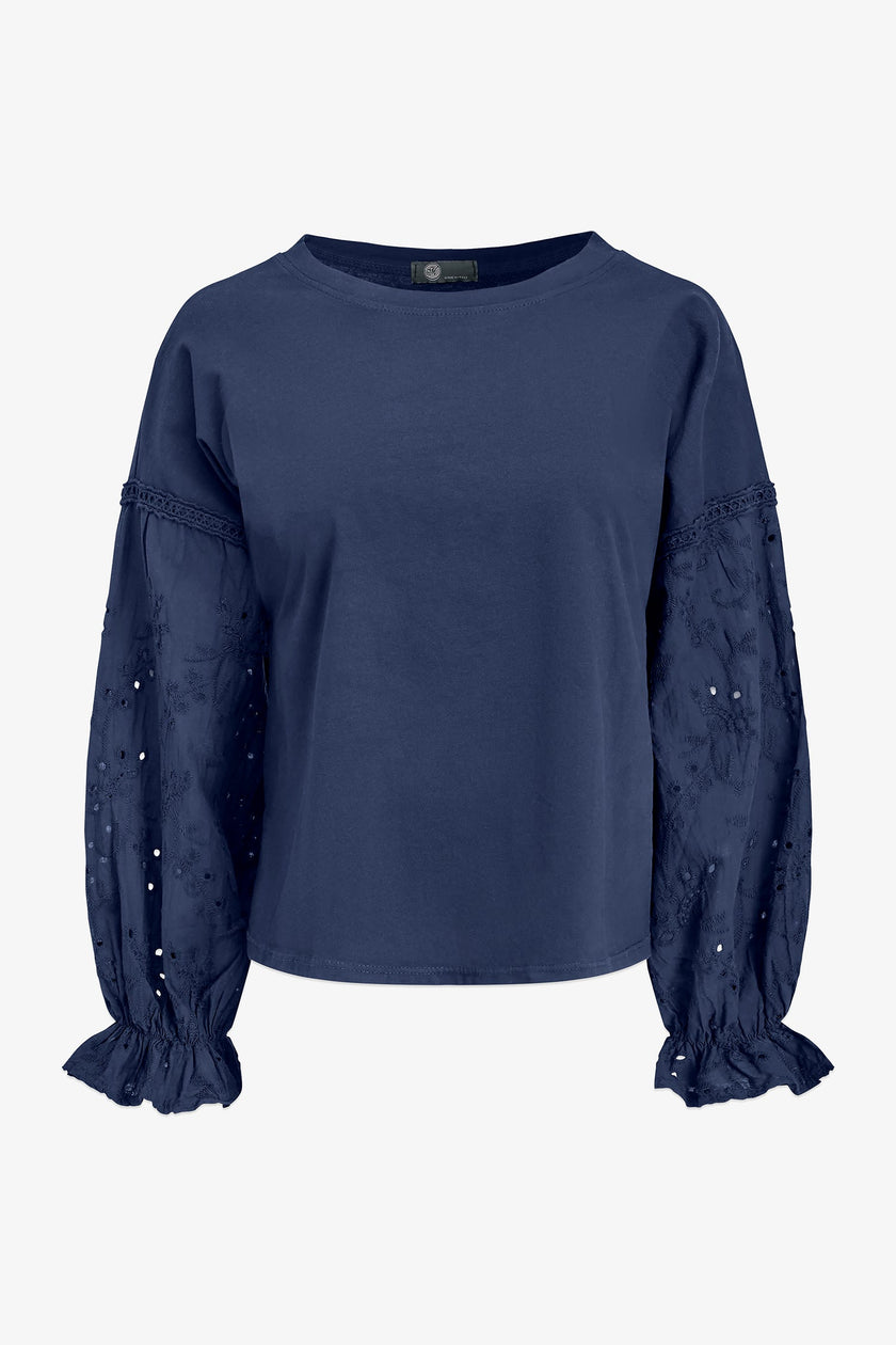 Women's Knit/Woven Combo Top