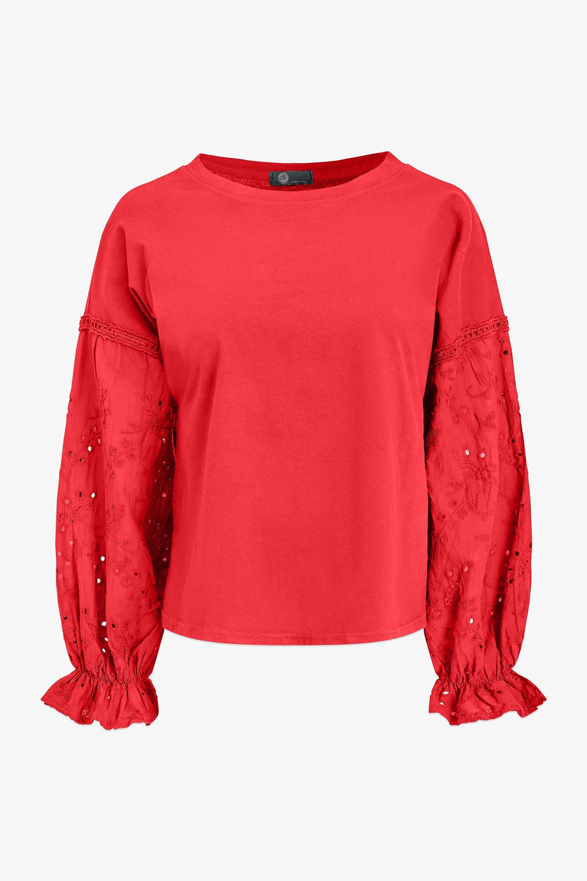Women's Knit/Woven Combo Top