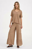 Women's Knit Woven Combo Top
