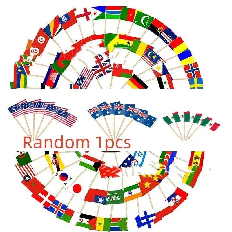 100 Countries Decorative Paper Toothpick Dessert steak Cake flag 🚩