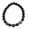Bracelet - Natural Black Agate - Constellation - Fatima Hand - 8mm
