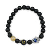 Bracelet - Natural Black Agate - Constellation - Fatima Hand - 8mm