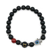 Bracelet - Natural Black Agate - Constellation - Fatima Hand - 8mm