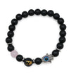 Bracelet - Natural Black Agate - Constellation - Fatima Hand - 8mm