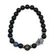 Bracelet - Natural Black Agate - Constellation - Fatima Hand - 8mm