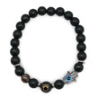 Bracelet - Natural Black Agate - Constellation - Fatima Hand - 8mm