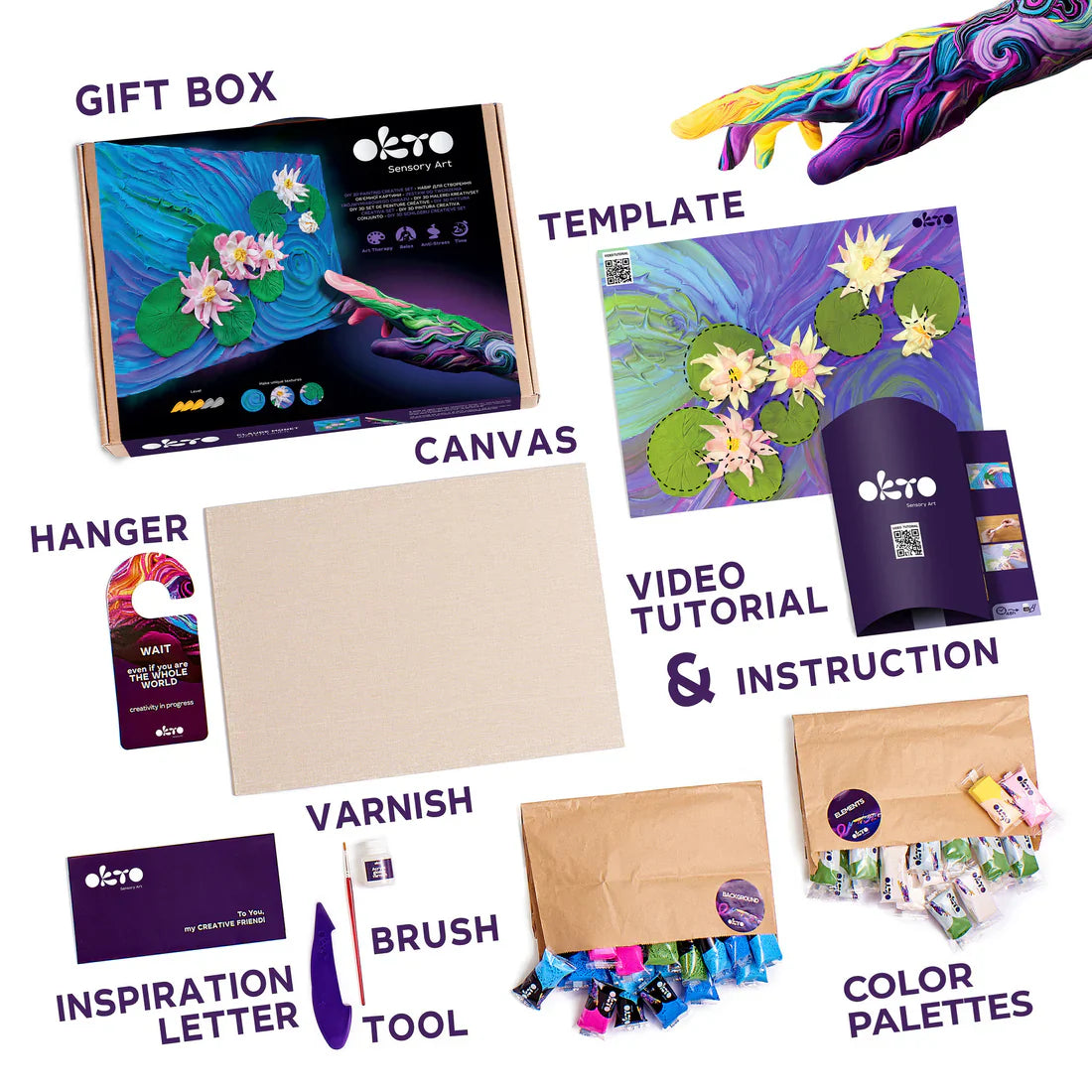 OKTO - DIY 3D CREATIVE PAINTING SET - WATER LILIES