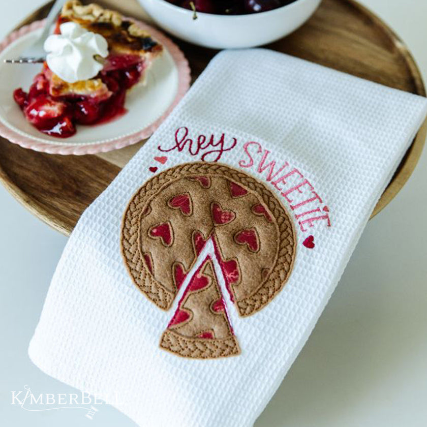 Kimberbell Digital Dealer Exclusives 2023: HEY SWEETIE PIE – Tea Towel - January