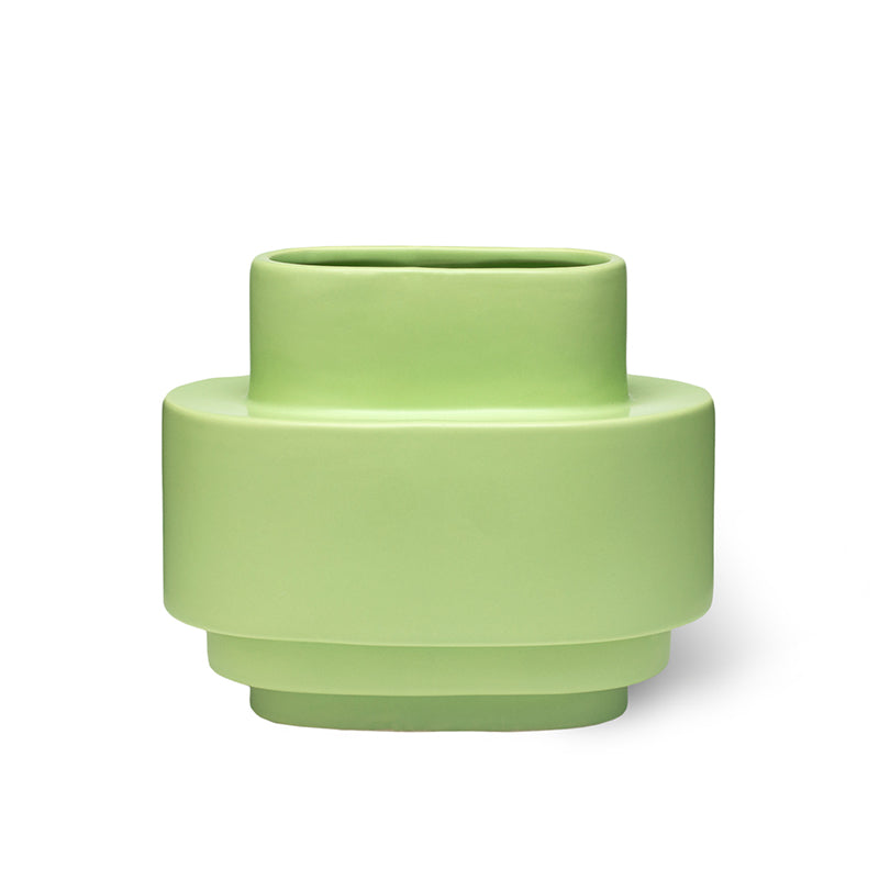 Layer Ceramic Vase - Matte Light Green Glaze