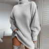 Winter Solid Mini Jumper Dress Turtleneck Sweater Dress