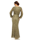 High Neck Long Sleeve Beaded Blouson Gown