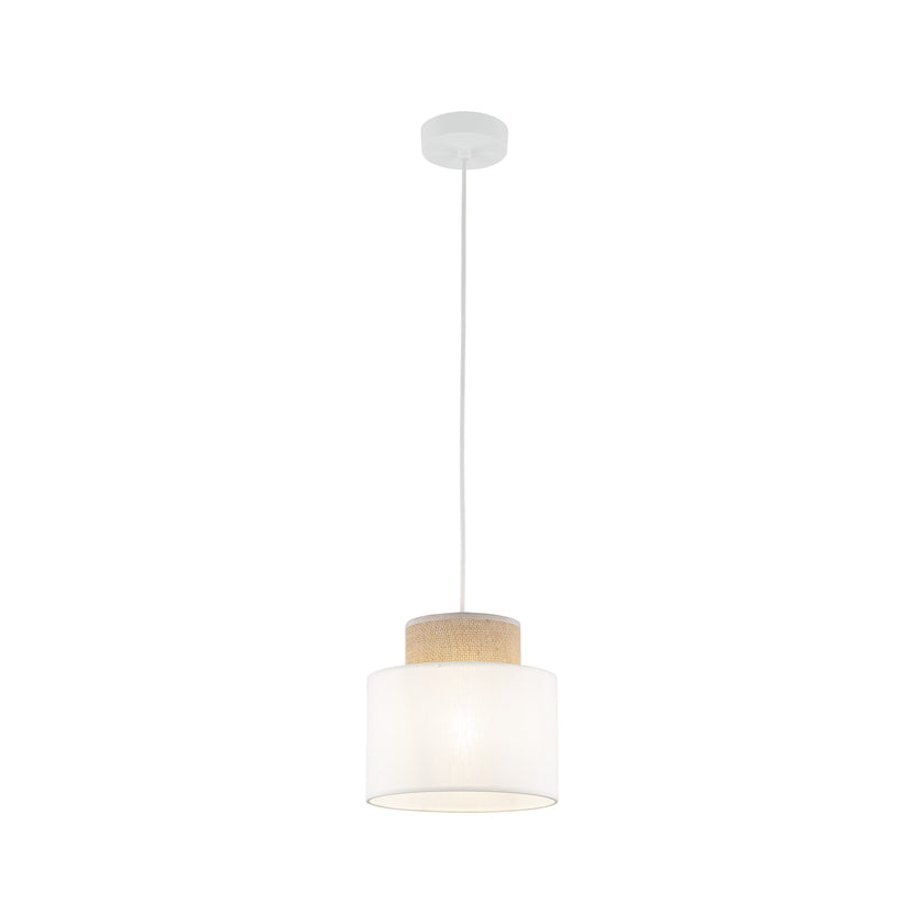 Duo White Jute Scandinavian Pendant Ceiling Light for Kitchen Island, Dining Room & Natural Interiors