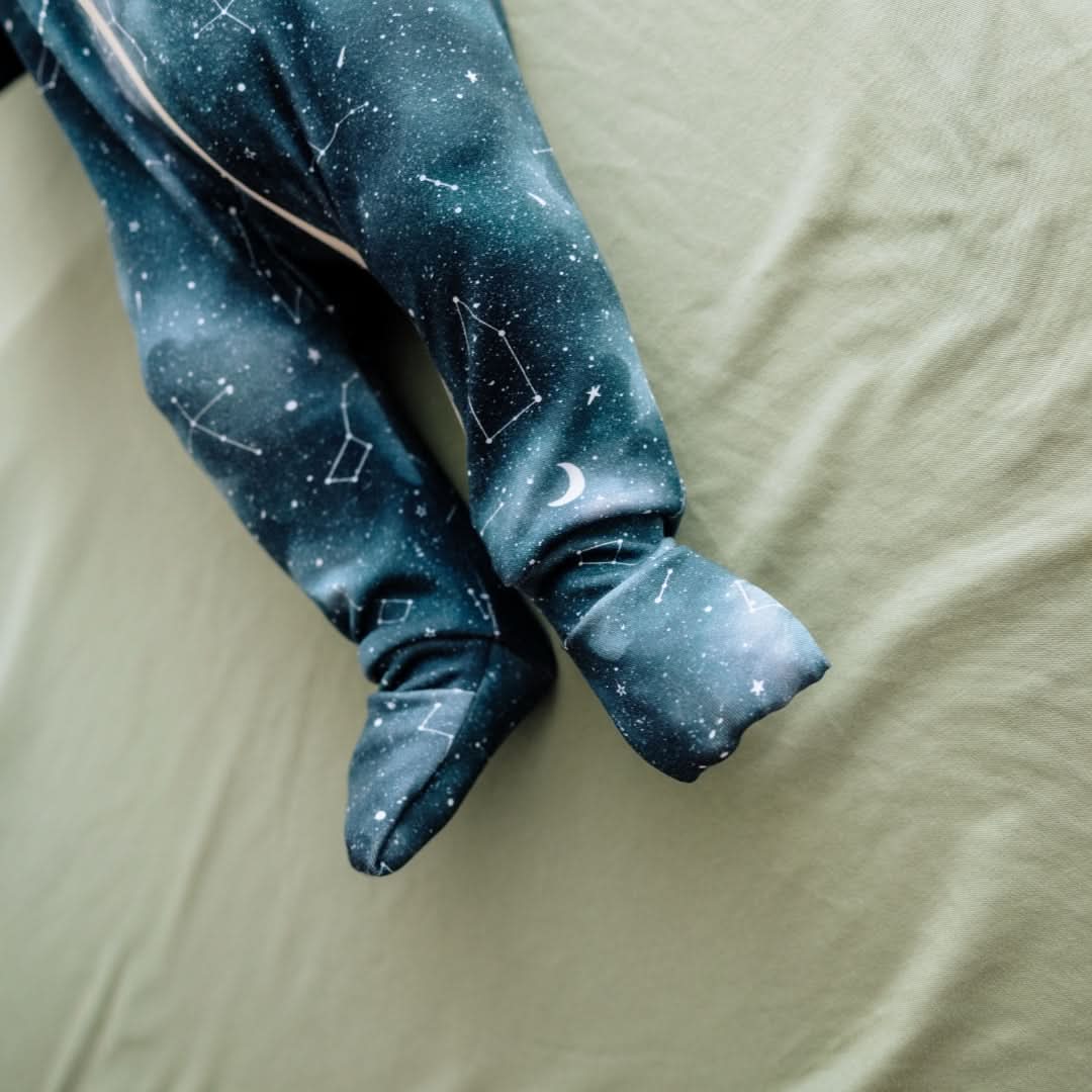 Bamboo Baby Zipper Footed Onesie | Outer Space