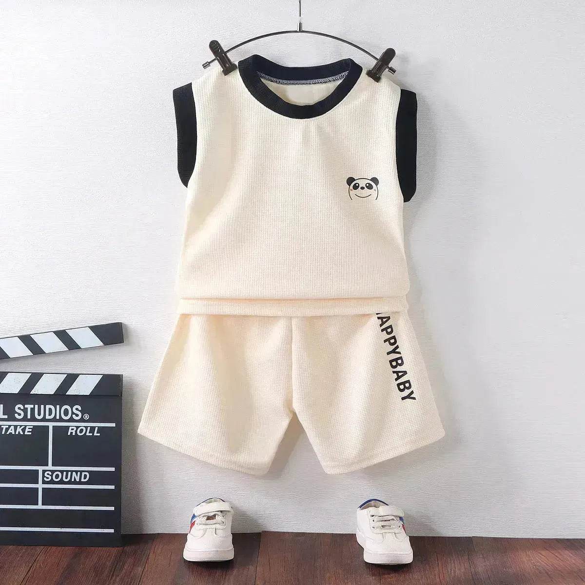 Children's Vest Suit Western Style Sleeveless Waffle two piece for boys casual wears for boys.
