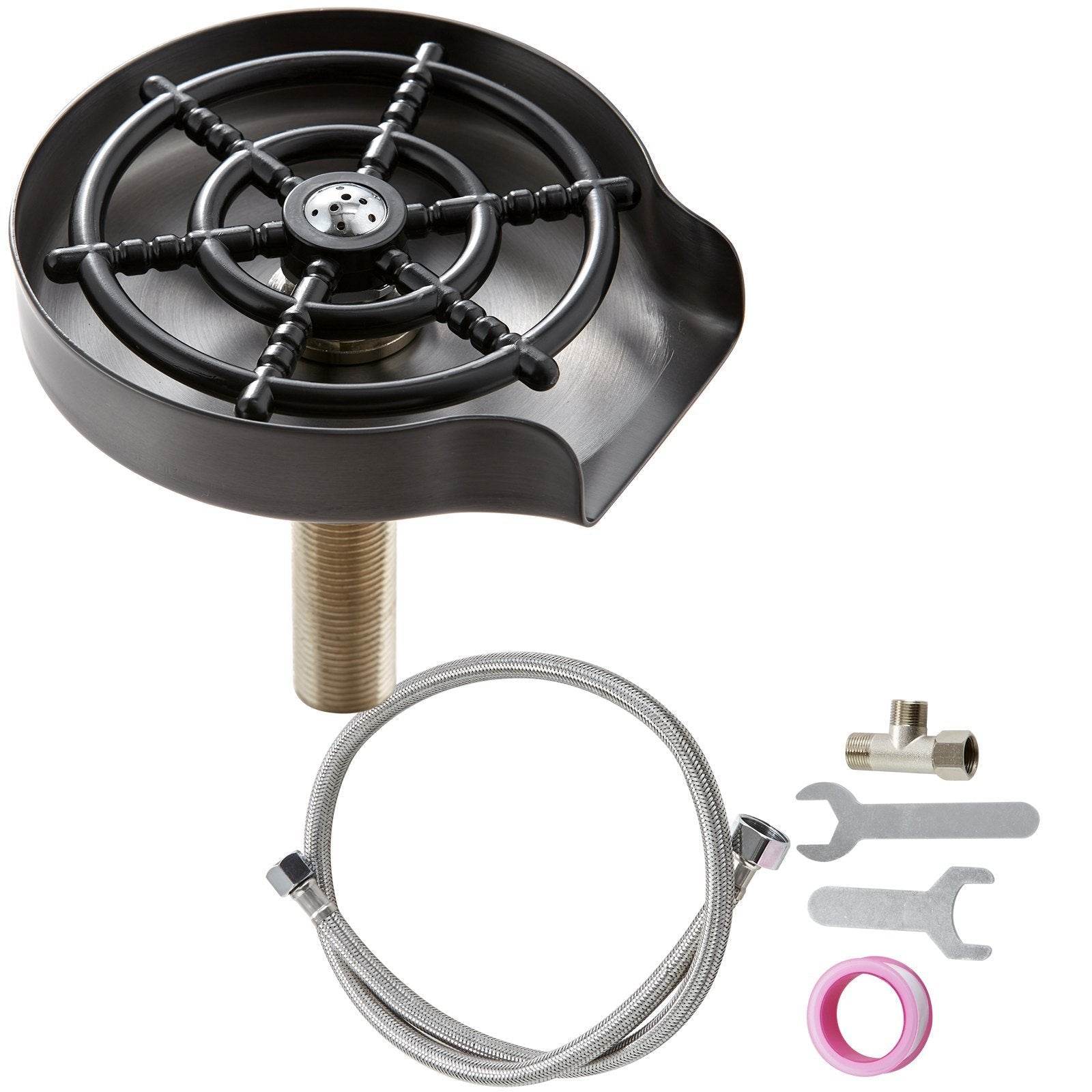 Glass Rinser, 10 Powerful Spraying Jets 360  Rotating Cup Rinser For Sink, 304 Stainless Steel Faucet Cup Washer With ABS Cup Holder For Baby Bottle, Glass Cup, Wine Glass