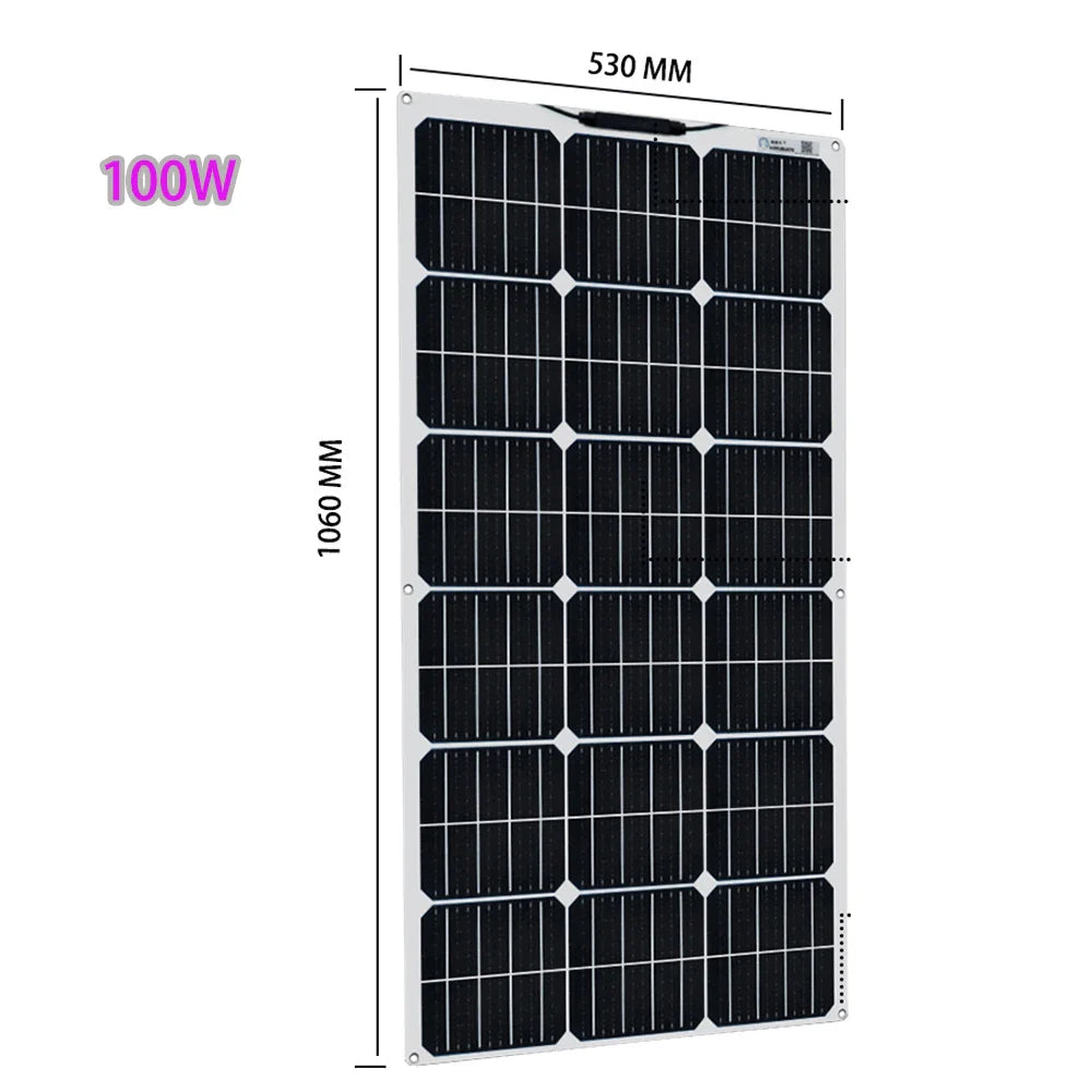 18v Flexible solar panels 50/ 100/ 120w solar - 12v battery charger waterproof
