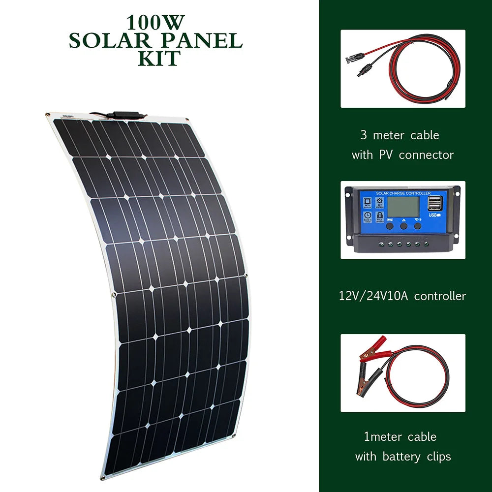 100-300w flexible solar panels 12/24v + inverter KIT