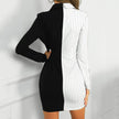 Fashion Suit Women Blazer Dress Turn Down Neck Long Sleeve
