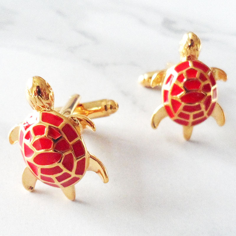 Men's Enamel Turtle Cufflinks – Copper Electroplated Animal Cufflinks | Canada & USA