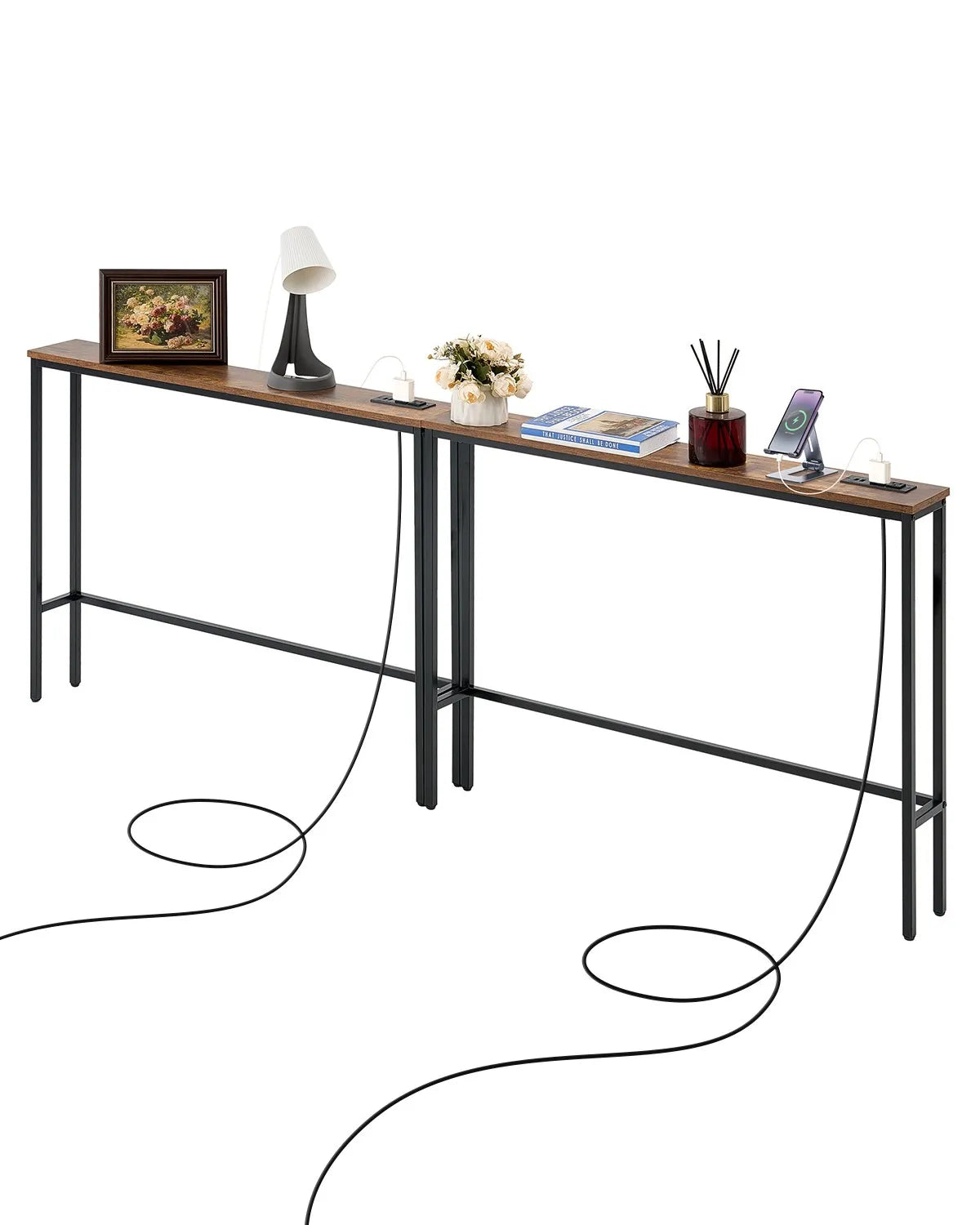 VEVOR Narrow Console Sofa Table Couch Table 2 Pieces for Entryway & Living Room