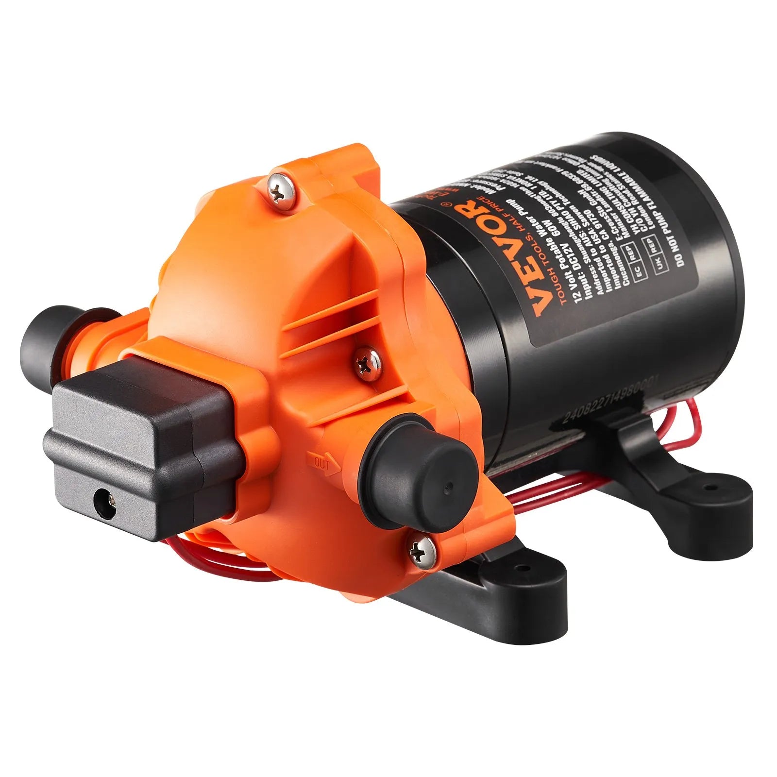 VEVOR 12V Diaphragm Pump 1.8GPM 6.81 L/min 3-Chamber Water Pump Pressure Switch