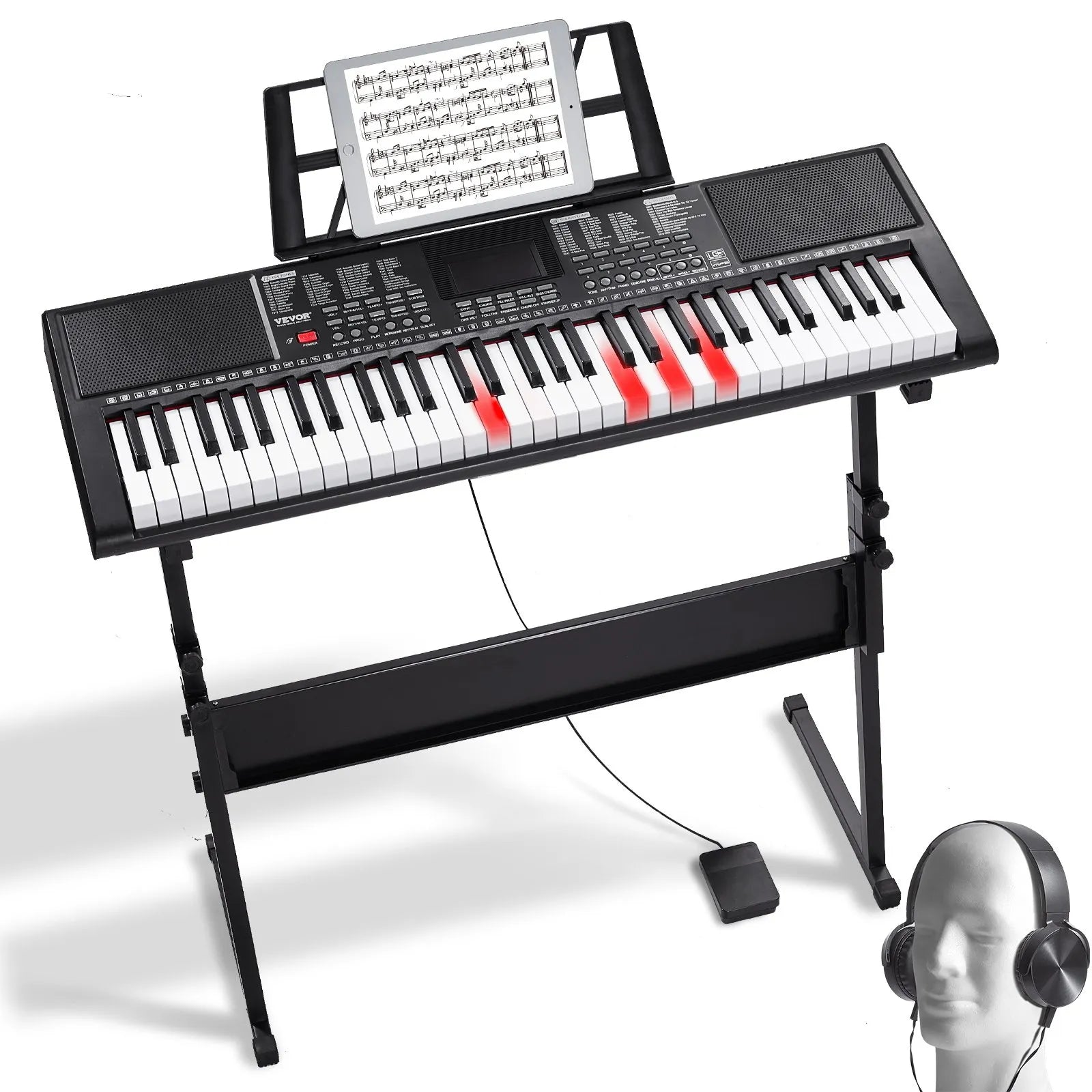 VEVOR 61 Key Digital Keyboard Piano Electric Portable with Adjustable Stand