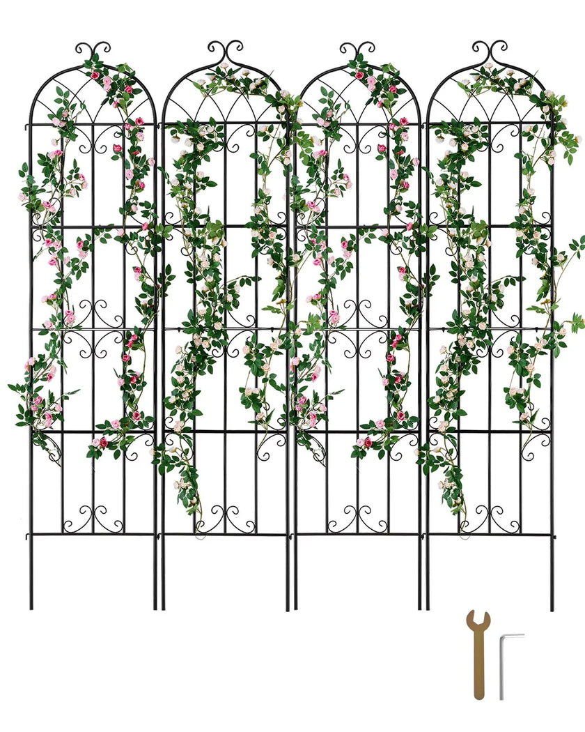VEVOR 4 Packs Metal Garden Trellis for Climbing Plant Support 87x20 in Rustproof