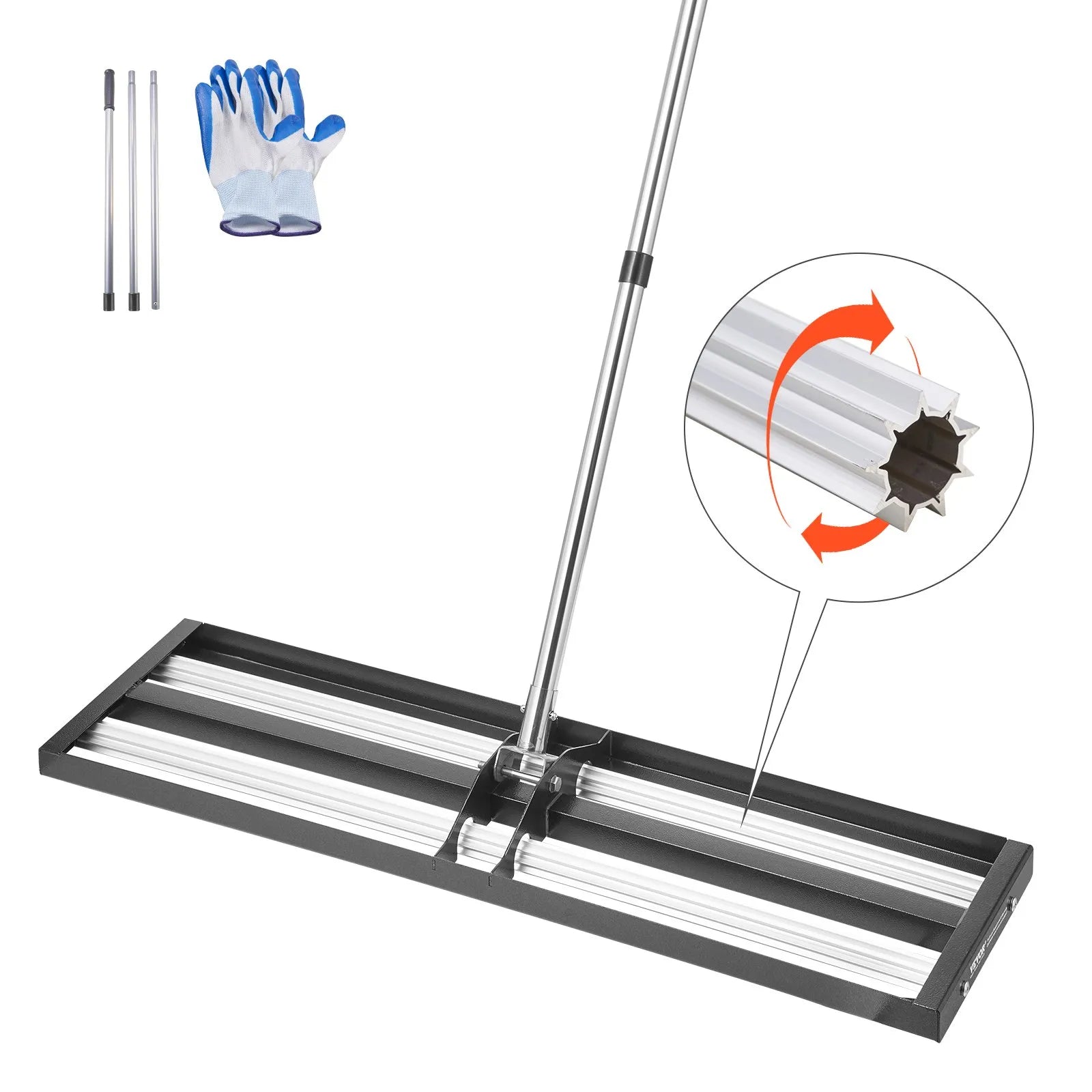 VEVOR 36x10in Lawn Leveling Rake with 83.9 in Adjustable Handle for Yard Garden