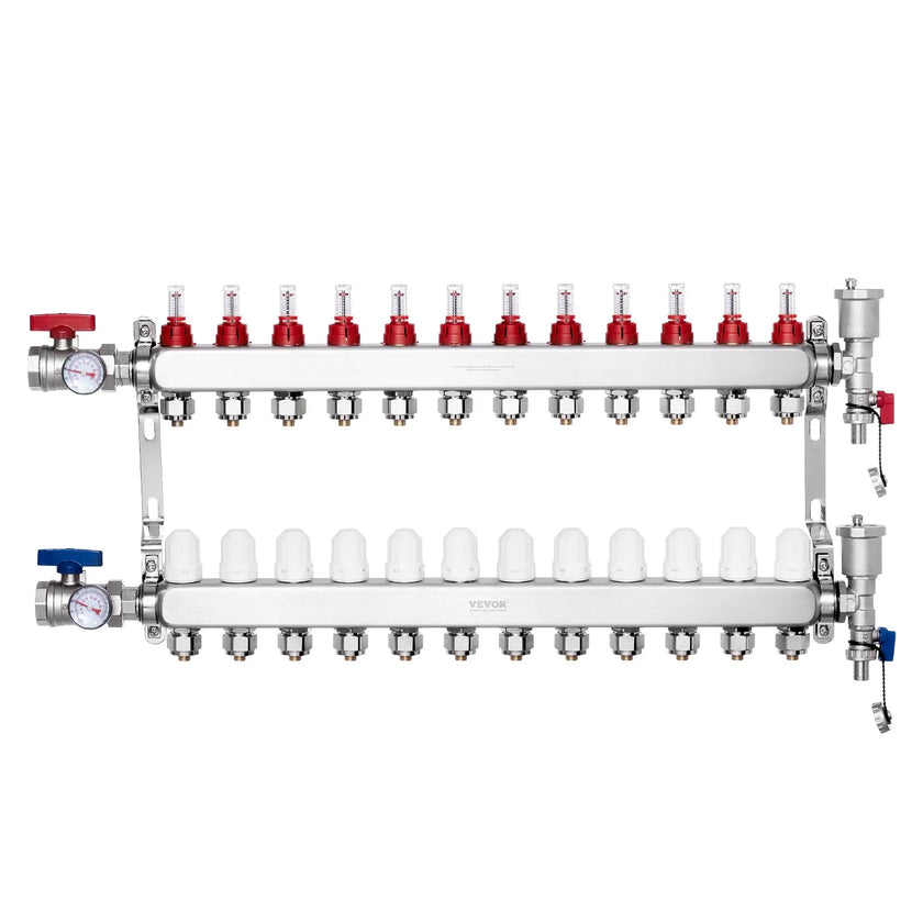 VEVOR 12-Branch Radiant Heat Manifold 1/2