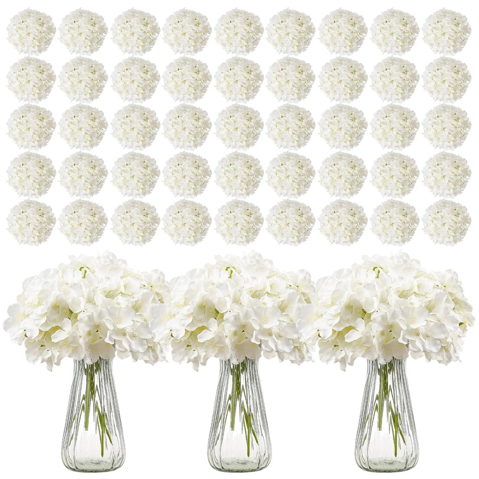 VEVOR 305 Pcs Artificial Silk Hydrangea Flowers 9.8 In Bouquet Arrangement White