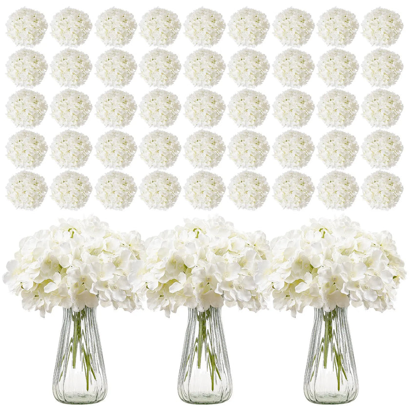VEVOR 305 Pcs Artificial Silk Hydrangea Flowers 9.8 In Bouquet Arrangement White