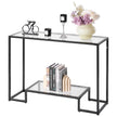 VEVOR 2-Tier Glass Console Table Rectangle Sofa Side Table with Anti-Tip Black