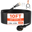 VEVOR 10 ft Dryer Power Cord 3-Prong NEMA 10-30P Dryer Cord w/ Eyelet Connectors