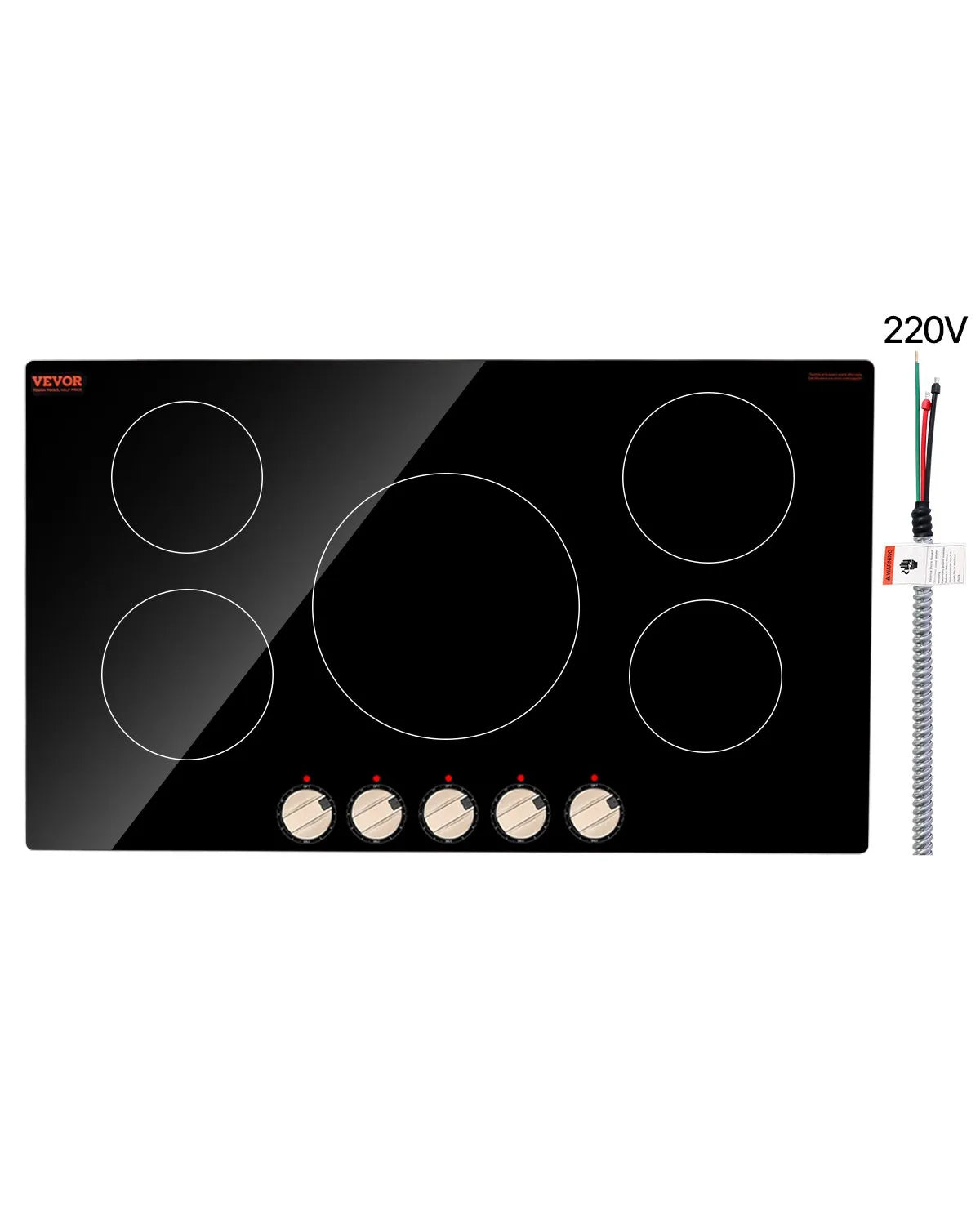 VEVOR 9200W 5 Burner Induction Cooktop Electric Countertop Burner Knob Control