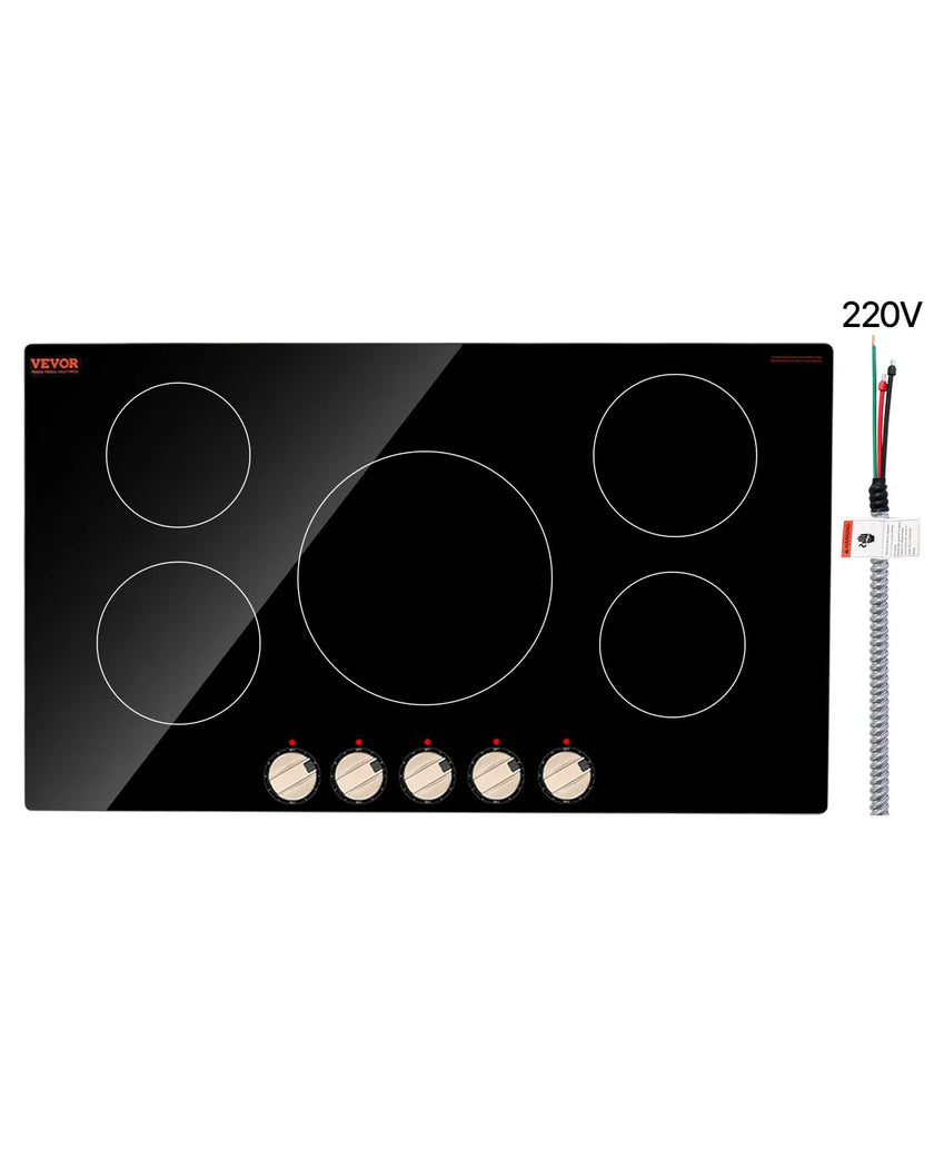 VEVOR 9200W 5 Burner Induction Cooktop Electric Countertop Burner Knob Control
