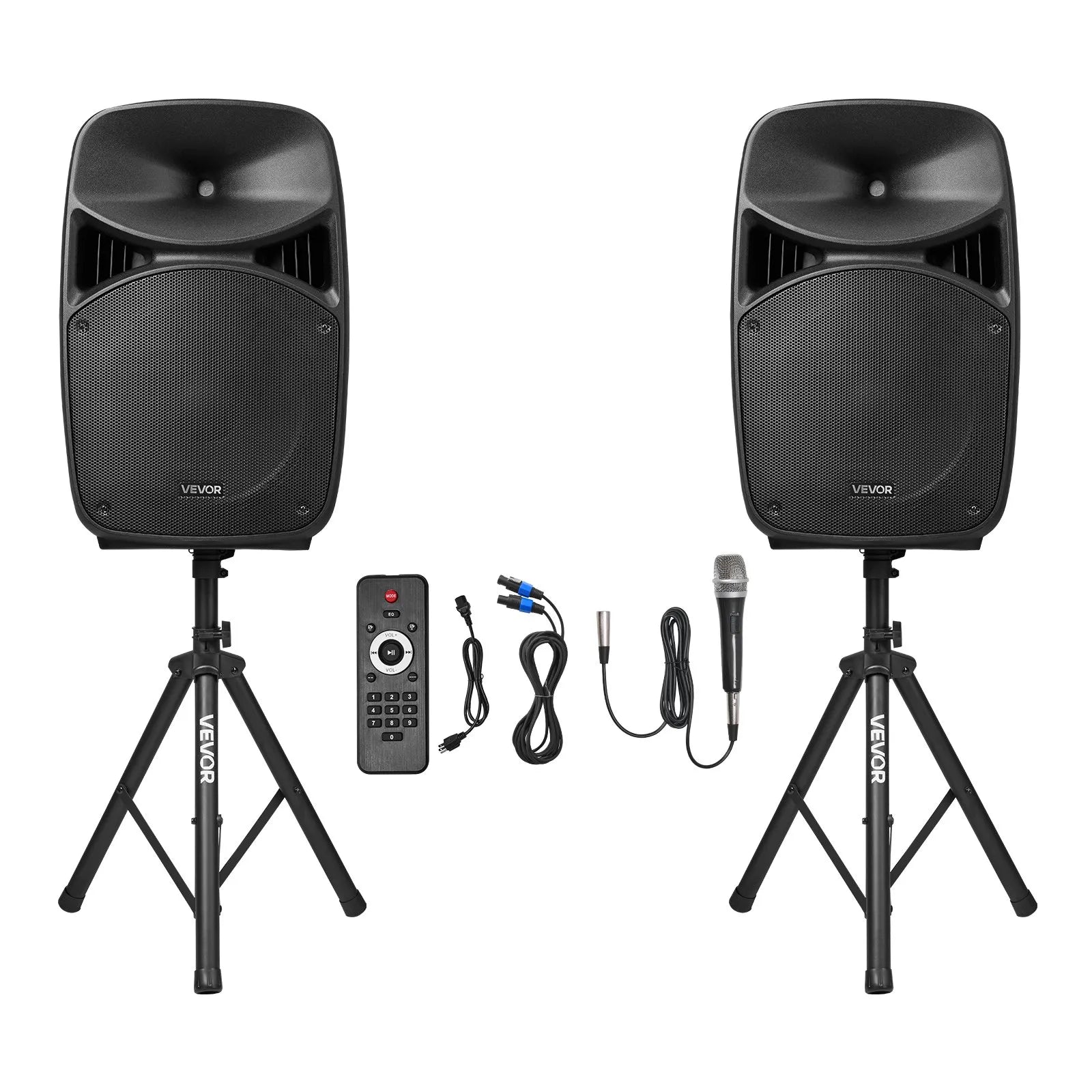 VEVOR 2 X 15 in Speakers Portable PA System 2000W Mixer Bluetooth Mic for DJ