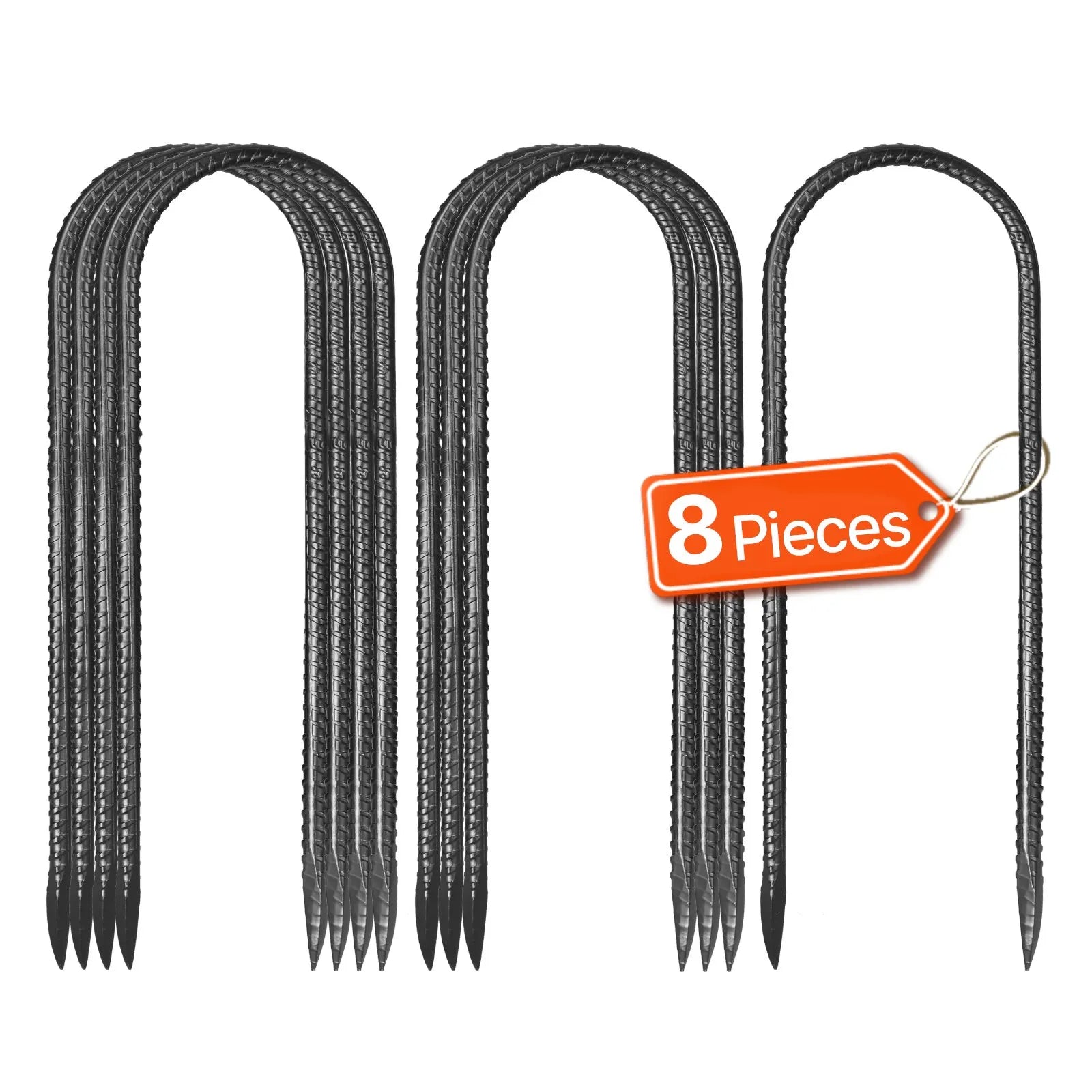 VEVOR 12-Inch 8 Pack Rebar Stakes Heavy Duty U Shape Galvanized Ground Anchors