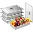 VEVOR 4 Pack Hotel Pans, Full Size Anti-Jam Steam Pan with Lid, 0.8mm Thick Stainless Steel Steam Table Pan, 4-Inch Deep Commercial Table Pan, Catering Storage Food Pan, for Industrial & Scientific