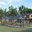 20' x 8' x 6.9' Walk-in Greenhouse with Adjustable Roof Vent, Rain Gutter and Sliding Door for Winter, Large Aluminum Greenhouse, Clear