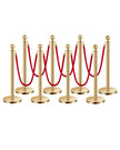 VEVOR 8 Pcs Gold Stanchion Post 6 Red Velvet Ropes Sand Injection Hollow Base
