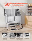 VEVOR 50 Inch Dog Grooming Bath Tub Stainless Steel w Stairs Water Filter Left