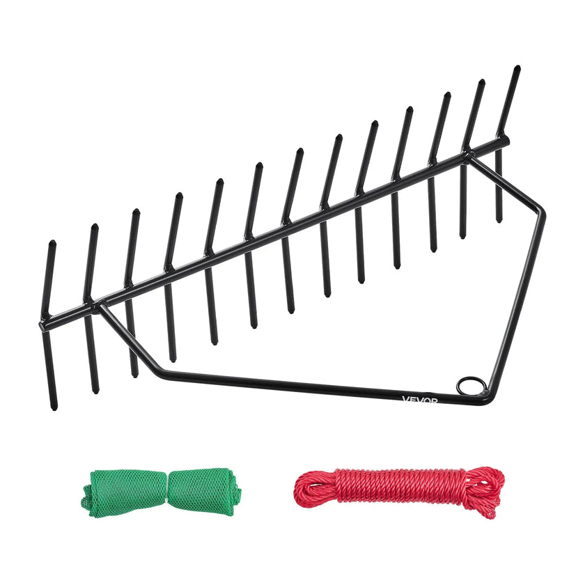 VEVOR 24x8.7 in Pond Aquatic Weed Rake Double-Sided Lake Weed Rake 30ft Rope