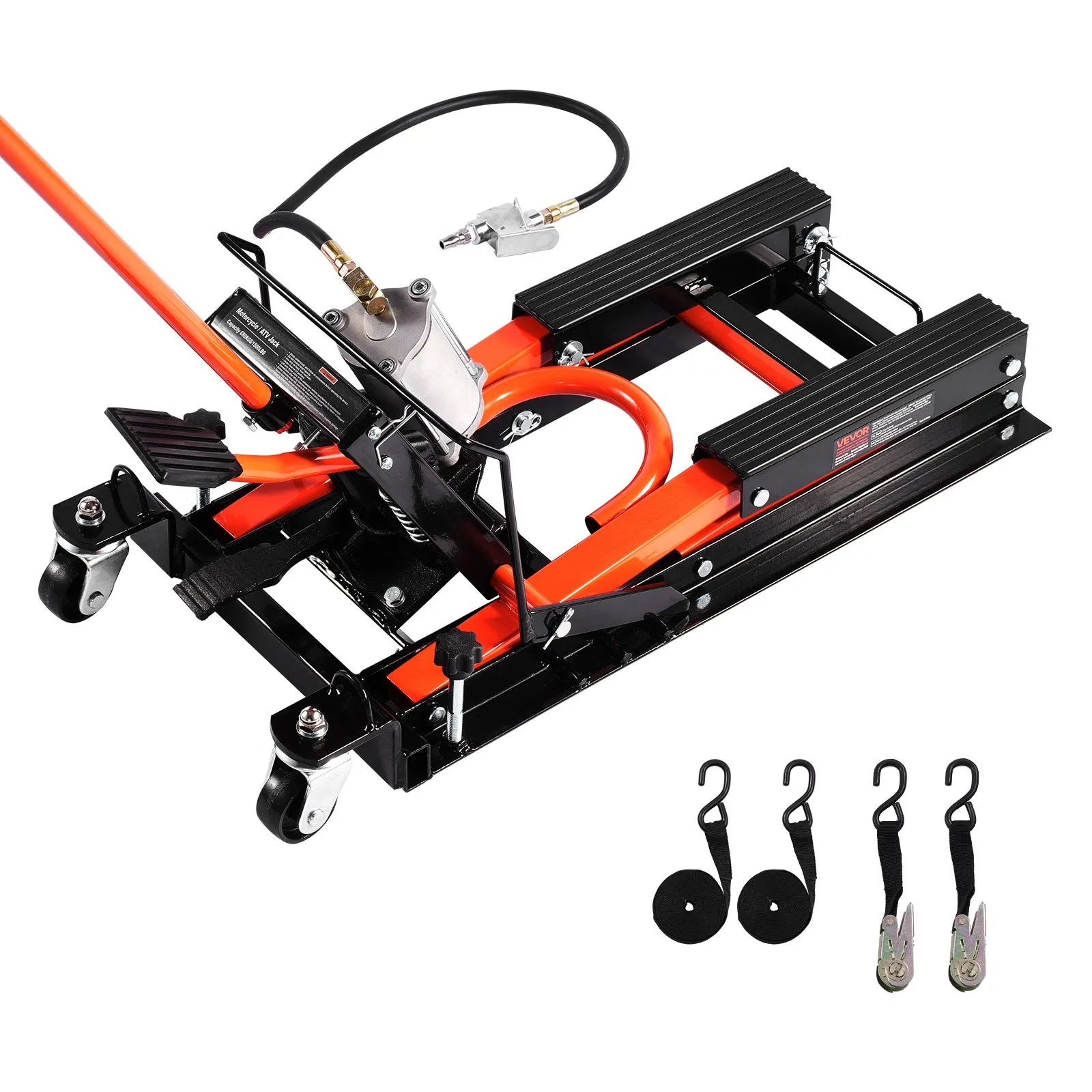 VEVOR 1500lbs Hydraulic & Pneumatic Motorcycle Jack Lift Hoist Stand 2 Casters