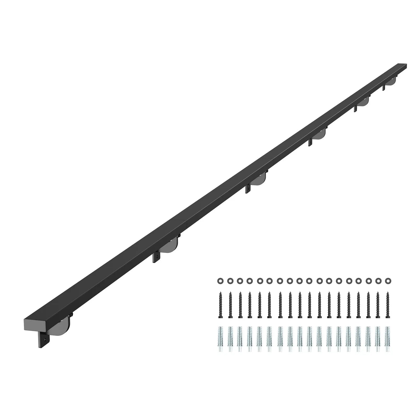 VEVOR 15ft Wall Mounted Stair Handrail Black Aluminum 250lbs Load Capacity