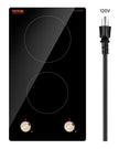 VEVOR 1800W 2 Burner Induction Cooktop Electric Countertop Burner Knob Control