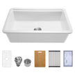 VEVOR 33in Farmhouse Sink Topmount Undermount Kitchen Single Bowl Basin Fireclay