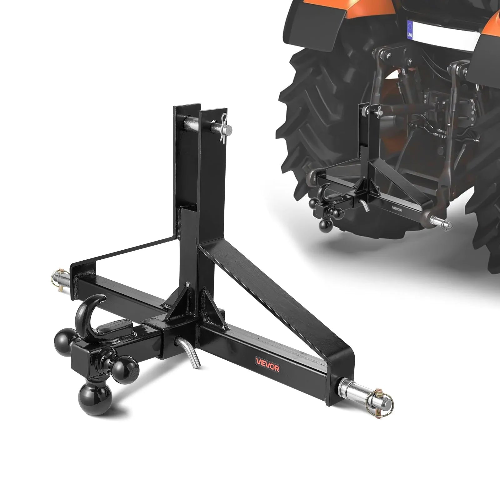 VEVOR 3 Point 2 in Trailer Hitch Receiver Tractor Drawbar Adapter Heavy Duty